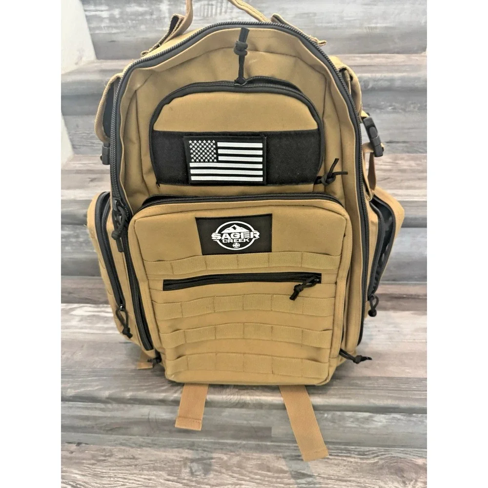 Sager Creek Tactical Backpack Coyote Tan MOLLE Military Range Bug Out Gear Bag